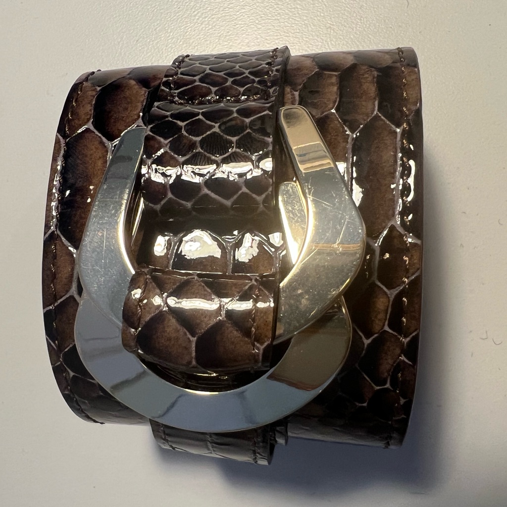 Max Mara Python Embossed Leather Cuff Bracelet